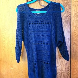 Charming Charlie's 3/4 Length Sleeve Navy Sweater, Size M